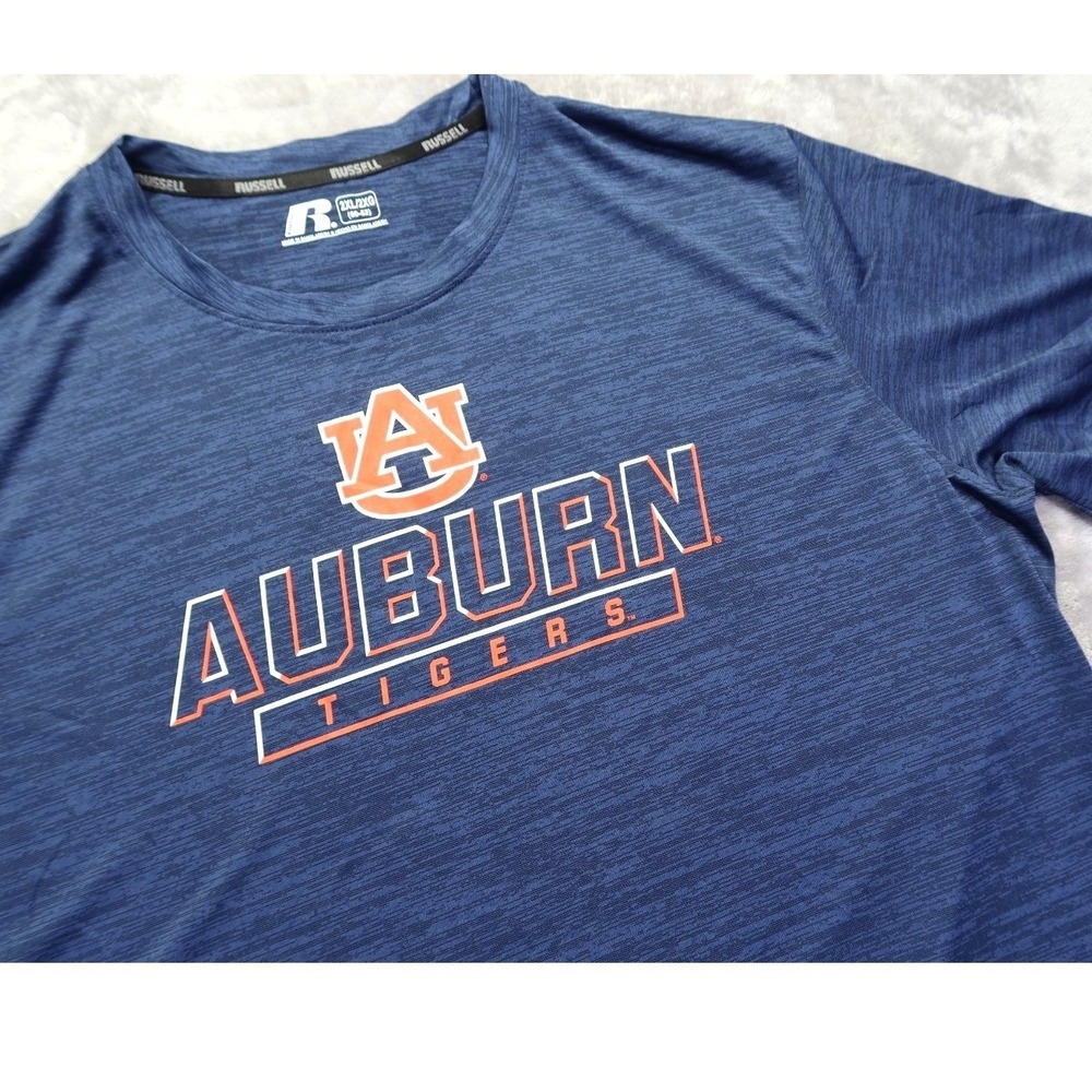 Russell Athletic Auburn Tigers Mens 2XL Navy Blue Heathered Performance T-Shirt